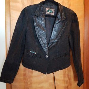 Vintage 80s Rode Walker black denim jacket.